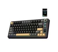 EPOMAKER X Aula EA75 MAX Teclado Mecánico Inalámbrico para Juegos con Pantalla y Perilla, 5000mAh, Hot-Swap, RGB, Teclas PBT,Gasket Suave, Teclado Mecánico del 75%,Formato US (Negro, Reaper Switch)