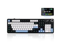 EPOMAKER X Aula F108 Pro Teclado Gaming Inalámbrico con Pantalla y Perilla | Tamaño Completo, 104 Teclas Intercambiables y Programables, 8000mAh, RGB,para Mac/PC/Android,Negro Blanco Azul,Reaper Switch