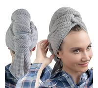 Eponox® Toalla turbante de microfibra con banda elástica, toalla de secado rápido, ideal para pelo largo y supersuave, toalla de secado rápido, diseño de gofre