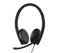 EPOS Auriculares con micrófono y USBSENNHEISER C10, Cascos con Cable con una conexión USBSencilla y Flexible y tecnología BrainAdapt, Negro