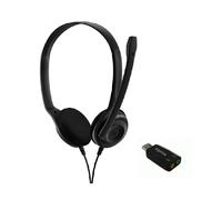 EPOS / Sennheiser EPOS PC 3 Chat + Approx Adaptador Doble Jack a USB Auricular Dúo sencillo con conexión tarjeta sonido (doble Jack 3.5mm) - ideal para comunicaciones