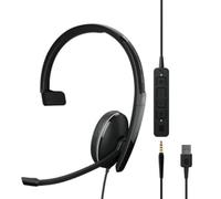 EPOS Sennheiser Adapt 135T USB II (1000900) - Auriculares con Cable de una Sola Cara - Conectividad Jack de 3.5 mm/USB, Certificado MS Teams - Optimizado para UC - Sonido Superior - Comodidad