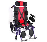 EPOTRDCV Silla de ruedas manual con respaldo alto, reclinable, silla de ruedas para personas con discapacidad de mediana edad y anciana, silla de ruedas plegable y ajustable, metal, azul,