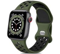 Epova Correa Deporte Compatible con Apple Watch 42mm 44mm 45mm 49mm, Mujeres Hombres Pulsera de Silicona Transpirable para iWatch SE 3 Series 11 10 9 8 7 6 5 4 3 2 1, Verde Militar/Negro, Pequeño