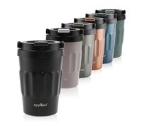 eppikan eppiCafé vaso térmico de acero inoxidable con asa plegable - taza de viaje a prueba de fugas para café y té 400 ml (Matt Black)