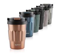 eppikan eppiCafé vaso térmico de acero inoxidable con asa plegable - taza de viaje a prueba de fugas para café y té 400 ml (Electric Copper)