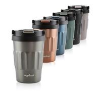 eppikan eppiCafé vaso térmico de acero inoxidable con asa plegable - taza de viaje a prueba de fugas para café y té 400 ml (Electric Grey)