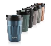 eppikan eppiCafé vaso térmico de acero inoxidable con asa plegable - taza de viaje a prueba de fugas para café y té 400 ml (Electric Blue)