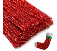 Eppingwin 200 limpiadores de tuberías, limpiadores de tuberías rojos con purpurina, suministros para manualidades, tallos de chenilla para proyectos de manualidades (rojo brillante)