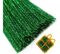 Eppingwin 200 limpiadores de tuberías, limpiadores de tuberías verde con purpurina, suministros de manualidades, tallos de chenilla para proyectos de manualidades (verde brillantina)