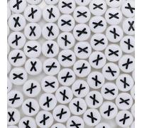 Eppingwin 500 cuentas de letras, cuentas acrílicas de 4 x 7 mm, cuentas de la letra X, cuentas del alfabeto, cuentas redondas para pulseras (letra X)