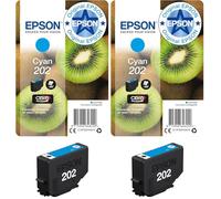 Epson 202 Serie Kiwi, Cartuccia Originale Getto d'Inchiostro Claria Premium, Ciano, Taglia Standard (Paquete de 2)