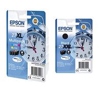 Epson 27XL C13T27154010 - Pack de 3 cartuchos de tinta, cyan, amarillo y magenta, paquete estándar válido + C13T27914022-27XXL - Cartucho de tinta