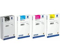 Epson 4 cartuchos de tinta originales T9071 T9072 T9073 T9074 XXL negro, amarillo, magenta y cian para Workforce Pro WF-6000, WF-6090, WF-6590