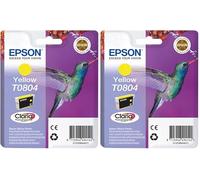 Epson C13T08044011 - Cartucho de Tinta, Amarillo válido para los Modelos Stylus Photo RX685, RX585, R285, PX830FWD, PX650, P50 y Otros, Ya Disponible en Amazon Dash Replenishment (Paquete de 2)