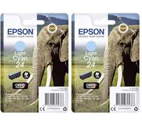 Epson C13T24224010 RS Claria Photo HD 24/Elefante - Cartucho de Tinta, Color Cian cloaro, Ya Disponible en Amazon Dash Replenishment, Cian Claro (Paquete de 2)