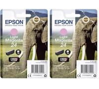 Epson C13T24224010 RS Claria Photo HD 24/Elefante - Cartucho de Tinta, Color Magenta Claro, Ya Disponible en Amazon Dash Replenishment, Expression Premium (Paquete de 2)