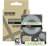 Epson Labelworks LK-4GAS Cartucho de cinta para etiquetado compatible con Epson LabelWorks LW-C610 y LW-C410 Verde/Gris 12mm
