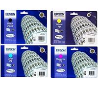 Epson Cartuchos de tinta originales 79XL y 79, 4 piezas para Workforce Pro WF-4600, WF-4630 DWF, WF-4640 DTWF, WF-5100 Series, WF-5110 DW, WF-5190 DW, WF-5600 Series, WF-5620 DWF, WF-5690 DW