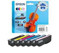 Epson Cartuchos de Tinta Originales. Multipack 250XL Violin de 6 Cartuchos de Tinta de Color | Negro, Cian, Cian Claro, Magenta, Magenta Claro, Amarillo | 1x 10,2 ml, 1x 10 ml, 3X 8,9 ml