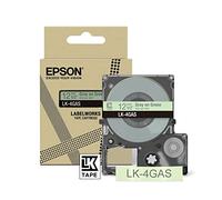 Epson Labelworks LK-4GAS Cartucho de cinta para etiquetado compatible con Epson LabelWorks LW-C610 y LW-C410 Verde/Gris 12mm