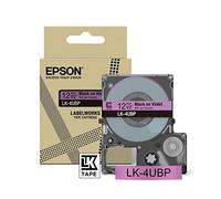 Epson Labelworks LK-4UBP Cartucho de cinta de etiquetado compatible con Epson LabelWorks LW-C610 y LW-C410 Viola/Negro 12mm