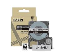 Epson Labelworks LK-5ABJ Cartucho de cinta de etiquetado compatible con Epson LabelWorks LW-C610 y LW-C410 Gris L mate/Negro 18mm