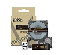 Epson LabelWorks LK-5BKP - Cinta adhesiva compatible con LW-C410 y LW-C625 (18 mm), color negro y dorado