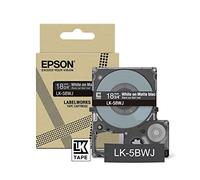 Epson Labelworks LK-5BWJ Cartucho de cinta de etiquetado compatible con Epson LabelWorks LW-C610 y LW-C410 Negro mate/Blanco 18mm