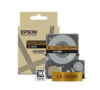 Epson LabelWorks LK-5KBM - Cinta adhesiva compatible con LW-C410 y LW-C623 (18 mm), color dorado metálico y negro