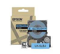 Epson Labelworks LK-5LBJ Cartucho de cinta de etiquetado compatible con Epson LabelWorks LW-C610 y LW-C410 Azul Mate/Negro 18mm