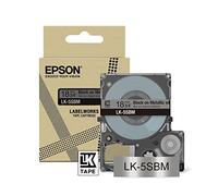 Epson LabelWorks LK-5SBM - Cinta compatible con LW-C410 y LW-C624 (18 mm), color plateado metálico y negro