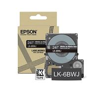 Epson Labelworks LK-6BWJ Cartucho de cinta de etiquetado compatible con Epson LabelWorks LW-C610 Negro mate/Blanco 24mm