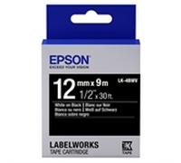 Epson LK-4BWV Cinta brillante blanco sobre negro 12mm (C53S654009)