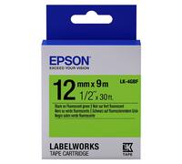 Epson LK-4GBF cinta negro sobre verde fluorescente 12 mm (original)