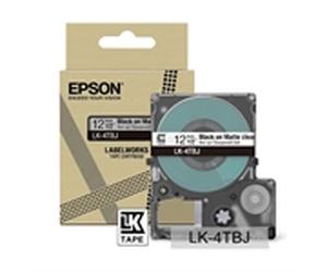 Epson LK-4TBJ cinta mate negra sobre transparente 12mm