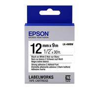 Epson LK-4WBW cinta superadhesiva negro sobre blanco 12 mm (original)
