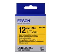 Epson LK-4YBW cinta superadhesiva negro sobre amarillo 12 mm (original)
