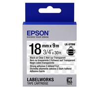 Epson LK-5TBW cinta superadhesiva negro sobre transparente 18 mm (original)