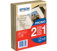 Epson Premium Glossy - Papel Fotográfico, 10 x 15 cm, 2 x 40 hojas, 255 g - Glacé, Blanco