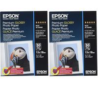 Epson Premium Glossy Photo Paper - Papel fotográfico, 13x18 (Paquete de 2)