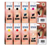 Epson T0870, T0871, T0878, T0872, T0873, T0874, T0877 y T0879 - Juego completo de cartuchos de tinta y optimizador del brillo para impresora Epson Photo Stylus R2400, 9 unidades, color negro para fotografía, negro mate, cian, magenta, amarillo, rojo y naranja