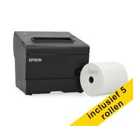 Epson TM-T88VII impresora de tickets con 5 rollos de papel termotransferible para caja registradora de 80x80x12 cm, color blanco.