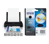 Epson Workforce WF-110W Impresora de inyección de Tinta portátil, Color Negro + C13T26614010 Cartucho de tóner Adecuado para WF100W, Color Negro válido para WF-100W