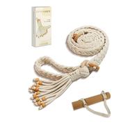 Eptusmey Correa Esterilla Yoga, Correa de Macramé Bohemia Hecha a Mano con Trenzado, Borlas y Cuentas, Elástico Correa Ajustable Para Esterilla De Yoga (Esterilla No Incluida)