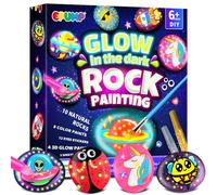 EPUMP Juego de 10 Piedras para Pintar - Juego de Manualidades para Niños a Partir de 6, 7, 8, 9, 10 años, Pintura Creativa de Piedra con Color que Brilla en la Oscuridad