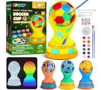 EPUMP Pintar tu propia lámpara de fútbol campeón con 2 modos de luz recargable 1200 mAh juego de manualidades de fútbol luz nocturna, regalo de pintura DIY para niños 5 6 7 8 9 10 11 12+
