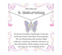 EPVID 8-12 Regalo de cumpleaños para niña, collar de mariposa con tarjeta de cumpleaños para niñas, hija, hermana, sobrina, nieta, novia, ahijada para cumpleaños, 51, Zirconia cúbica, No aplicable