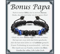 EPVID Bonus Papa Geschenk Geschenke für Bonus Papa zum Vatertag Geburtstag Weihnachten Herrentag, Blaue Perlen Armband für Bonus Padre, Geschenkidee für Bonus Papa von Bonus Tochter Sohn