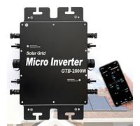 EpyGnom Inversor Solar de Conexión a Red, Convertidor Microinversor Mppt para Paneles Solares, con Sistemi de Monitoreo por WiFi o Aplicación Móvil, Refrigeración Propia, Ip65 Impermeable Black-2400W